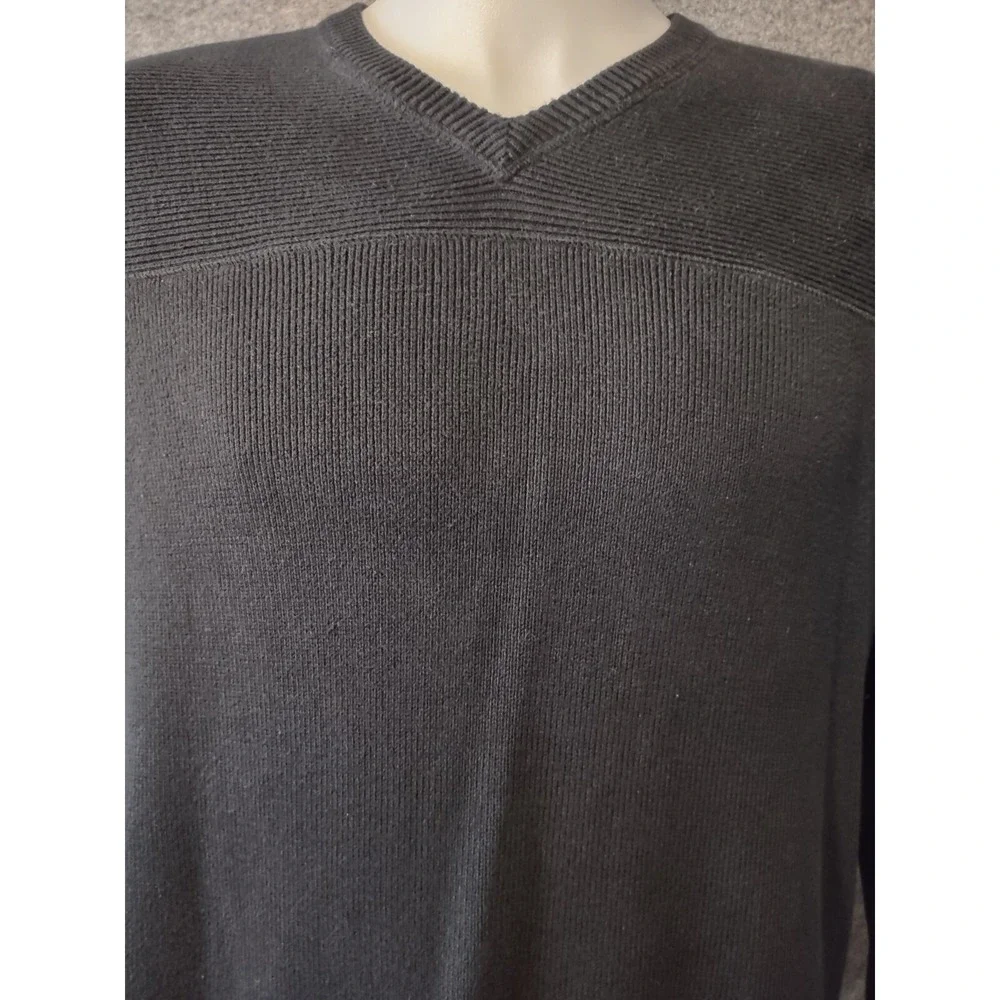 Banana Republic Sweater Men's Adult Large Black Knit Casual V Neck Heavy weight